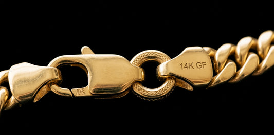 Solid 925 Sterling Silver 14kt Yellow Gold Filled Miami Cuban Chain, 6.30mm