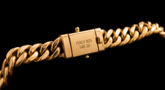 Solid 925 Sterling Silver 14kt Yellow Gold Filled Miami Cuban Chain, 7mm