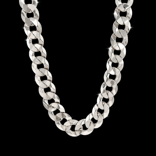 Solid 925 Sterling Silver Cuban Link Chain, 10.2mm