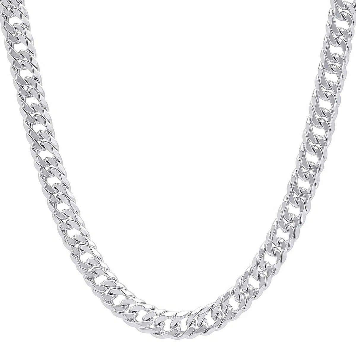 Solid 925Sterling Silver Flat Miami Cuban Link Chain, 9.30mm