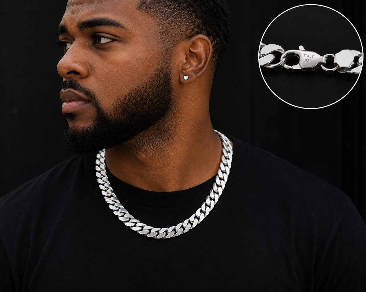Solid 925Sterling Silver Flat Miami Cuban Link Chain, 9.30mm