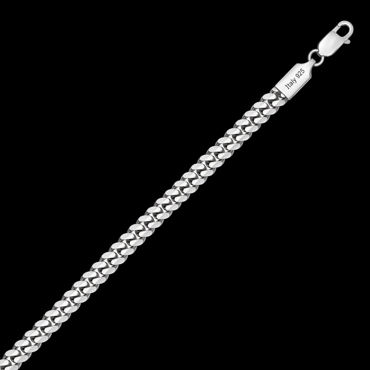Solid 925 Sterling Silver Miami Cuban Chain Rhodium Plated, 6.3mm