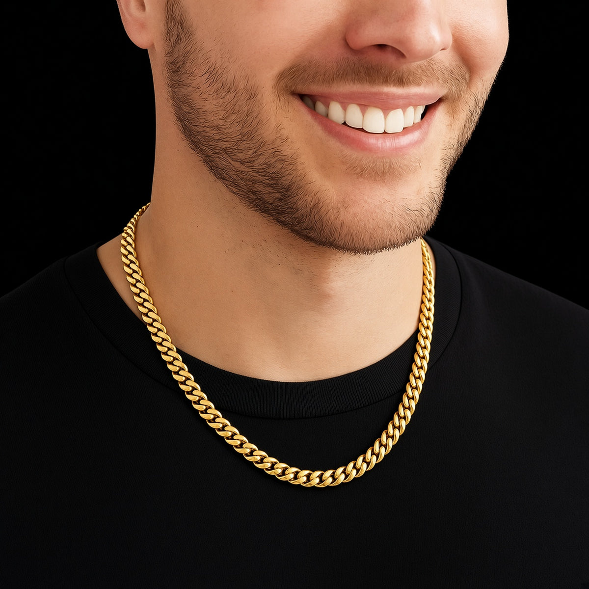 Solid 925 Sterling Silver 14kt Yellow Gold Filled Miami Cuban Chain, 6.30mm