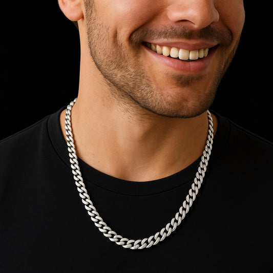 Solid 925 Sterling Silver Miami Cuban Link Chain, 7mm