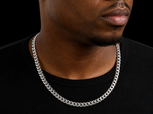 Solid Sterling Silver Puffed Miami Cuban Chain, 6.1mm