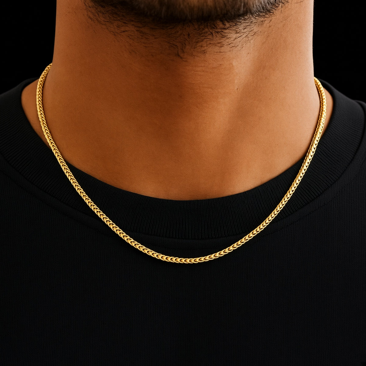 Sterling Silver Yellow Gold Plated Diamond Cut Franco Chain (3.20 mm)