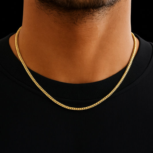 Sterling Silver Yellow Gold Plated Diamond Cut Franco Chain (3.20 mm)