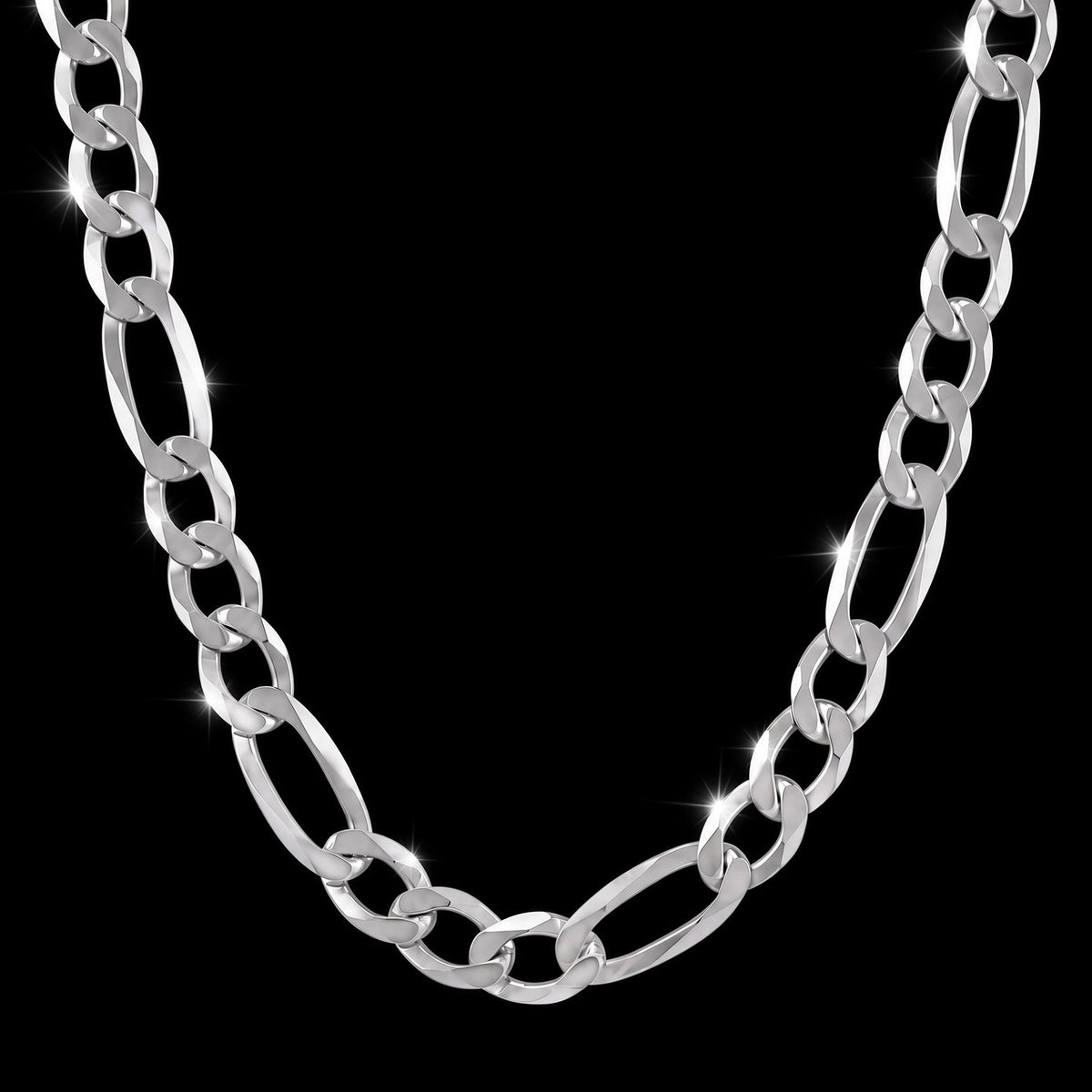Solid Sterling Silver Figaro Chain, 8.80mm