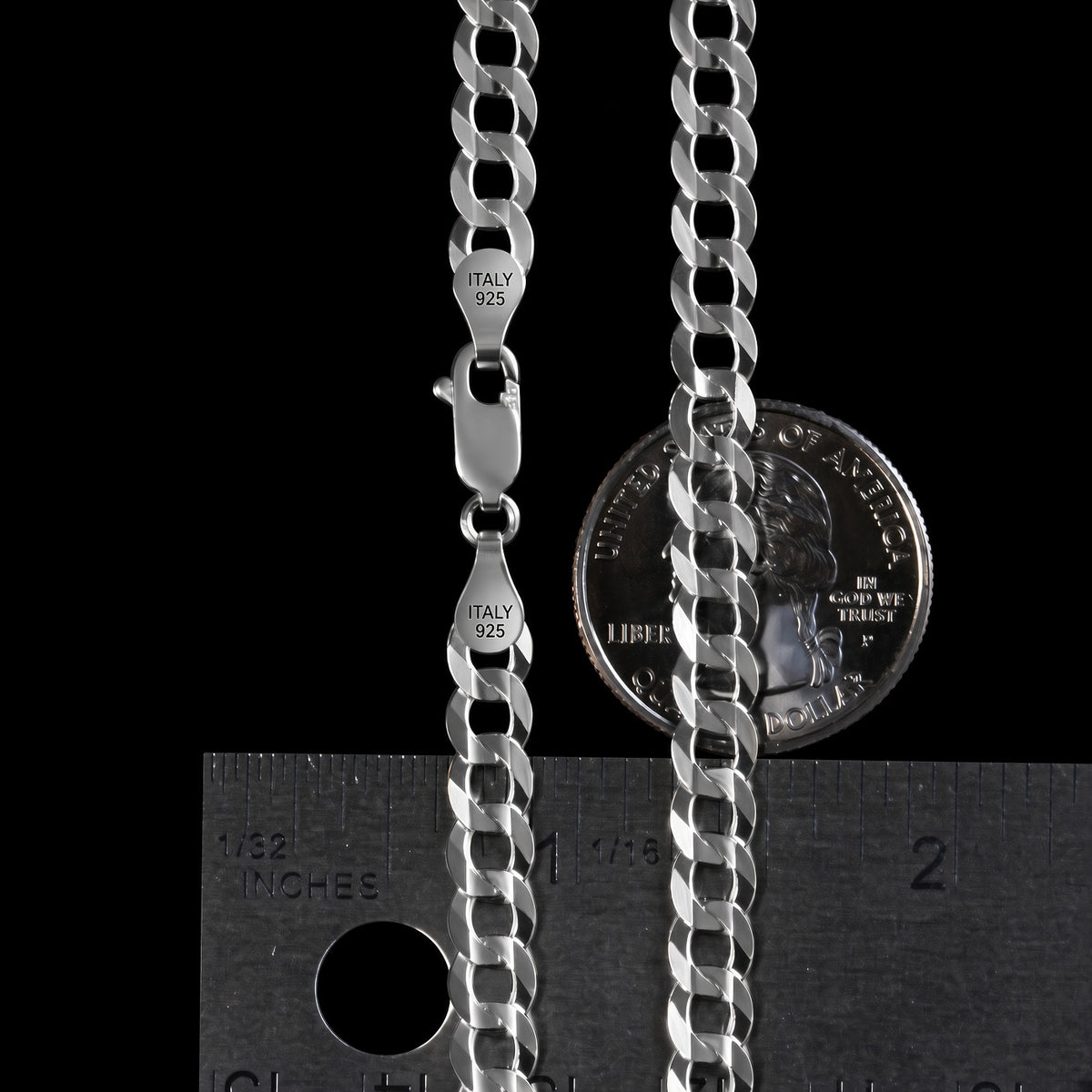 Solid 925 Sterling Silver Cuban Link Chain, 5.5mm