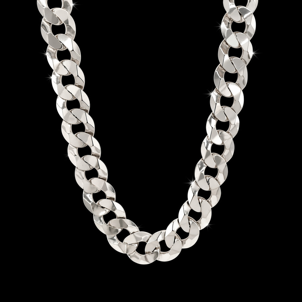 Solid 925 Sterling Silver Cuban Link Chain, 10.2mm