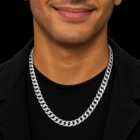 Solid 925 Sterling Silver Cuban Link Chain, 10.2mm