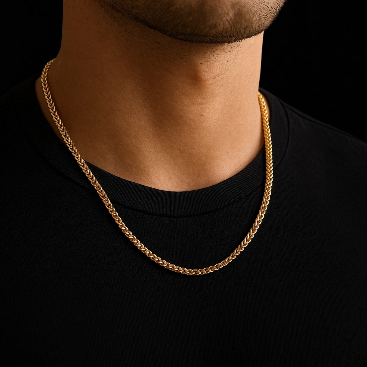Solid 925 Sterling Silver 14kt Yellow Gold Filled Diamond Cut Franco Chain, 3.8mm